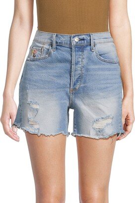 Goldie High Rise Embroidered Denim Shorts