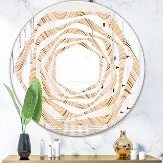 Designart 'Abstract Luxury Beige Waves' Printed Modern Round or Oval Wall Mirror - Whirl