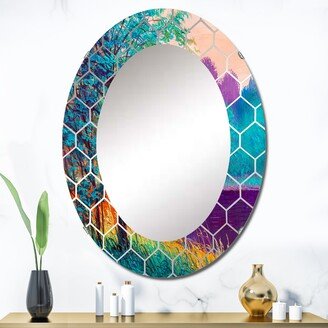 Designart 'Colorful River Between The Trees During Twilight' Printed Traditional Wall Mirror