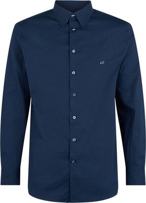 Logo Embroidered Collared Button-Up Shirt-AC