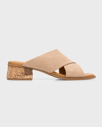 Liana Suede Crisscross Slide Sandals