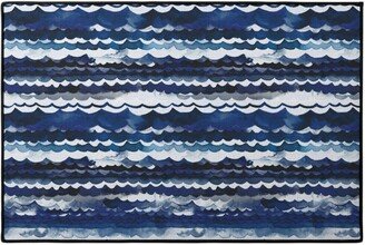 Door Mats: Sea Waves - Indigo Door Mat, Blue