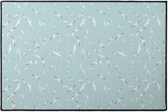 Door Mats: Flying Seagulls - Blue Door Mat, Blue