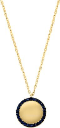 Sapphire Polished Disc Halo 18 Pendant Necklace (1/3 ct. t.w.) in 14k Gold-Plated Sterling Silver