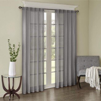 Gracie Mills Harper Solid Crushed Window Panel Pair Curtain , Grey - 42x84