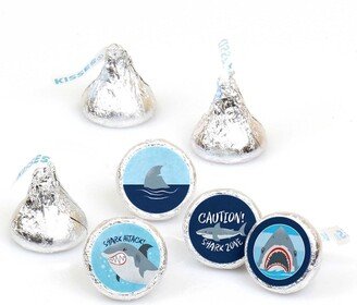 Big Dot Of Happiness Shark Zone - Shark Viewing Week Round Candy Sticker Favors (1 sheet of 108)