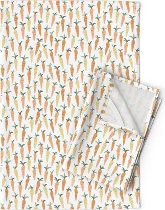 Carrot Garden Tea Towels | Set Of 2 - Patch By Devondesignco White Spring Food Vegetable Linen Cotton Spoonflower