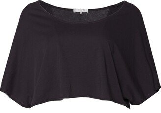 Noend Denim Slouch Wide Scoop Neck Cropped Tee - Black