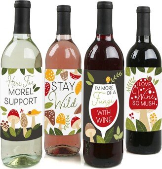 Big Dot Of Happiness Wild Mushrooms Toadstool Party Wine Bottle Label Stickers 4 Ct