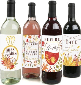 Big Dot Of Happiness Fall Foliage Bride Autumn Leaves Party Wine Bottle Label Stickers 4 Ct