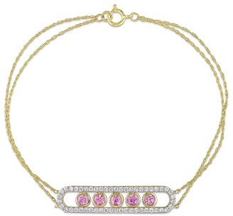 10K 1.07 Ct. Tw. Diamond & Pink Sapphire Bracelet