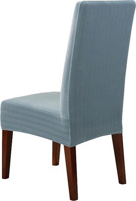 Stretch Pinstripe Short Dining Room Chair Cover Blue