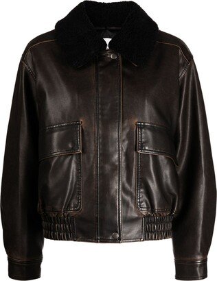 STUDIO TOMBOY Shearling-Collar Faux-Fur Jacket