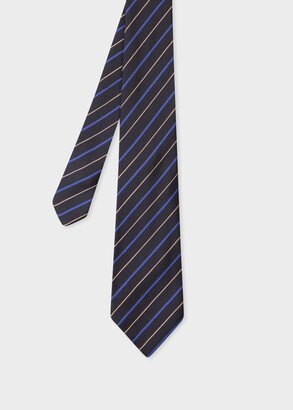 Black and Blue Stripe Silk Tie