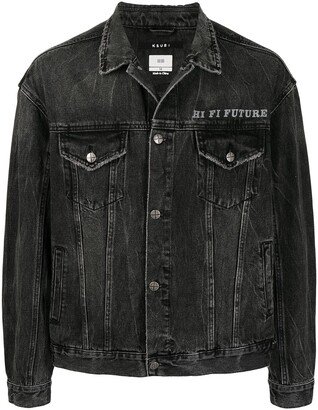 Slogan-Print Denim Jacket