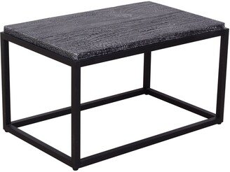 Earth D Charred Wood-Look Concrete Rectangle Frame Coffee Table with Steel Base - 32 x 20 x 18H