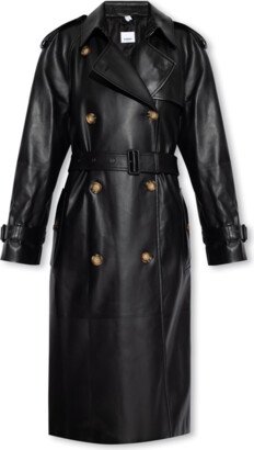 ‘Harehope’ Leather Trench Coat - Black