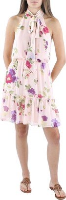 Womens Floral Print Knee-Length Shift Dress