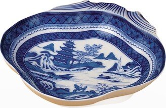 Blue Canton Shell-Shaped Serving Dish