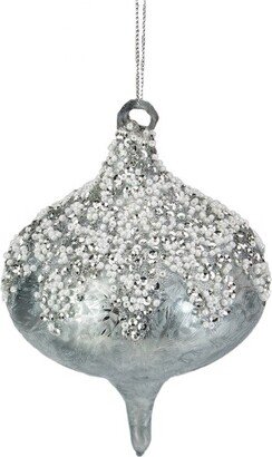 Northlight 5.25 Silver Beads and Sequins Glass Onion Christmas Ornament