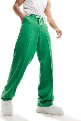 smart wide leg sweatpants in green