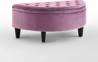 44 Mauve Velvet And Black Tufted Half Circle Storage