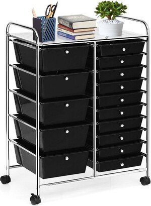 15 Drawer Rolling Organizer Cart Utility Storage Tools Scrapbook Paper Multi-Use