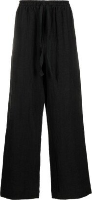 Black Wide Leg Linen Trousers