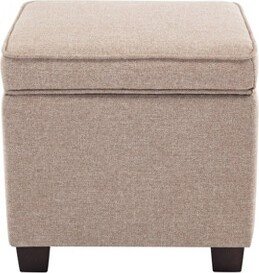 Square Storage Ottoman with Piping and Lift Off Lid - WOVENBYRD