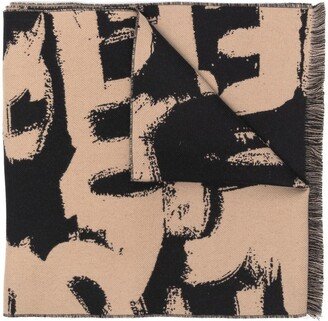 two-tone Graffiti-print scarf