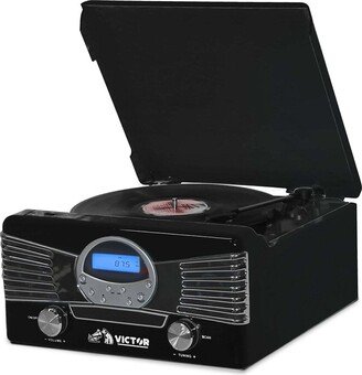 Victor Audio Victor Black Diner 7-In-1 Turntable Music Center