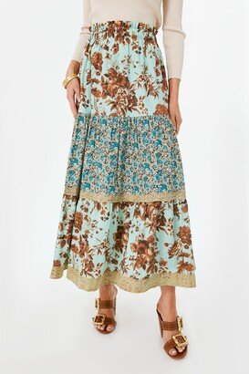 Robin's Egg Floral Edith Skirt