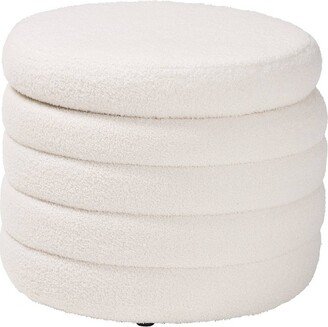 Tabitha Boucle Upholstered Storage Ottoman Ivory