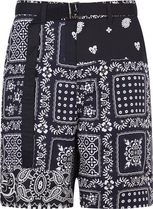 Bandana Print Belted Shorts