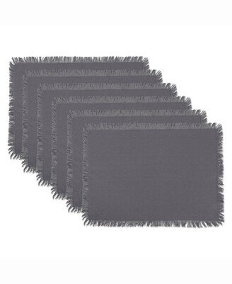 Solid Gray Heavyweight Fringed Placemat Set of 6