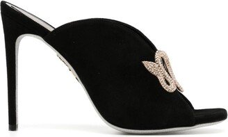 Rhinestone-Embellished 120mm Suede Mules