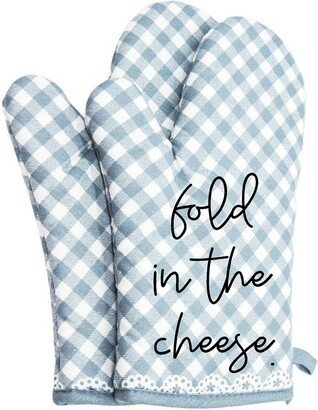 Fold in The Cheese Funny Oven Mitts Cute Pair Kitchen Potholders Gloves Cooking Baking Grilling Non Slip Cotton