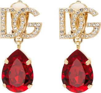 Gold & Red 'DG' Crystal Earrings