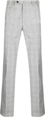 Grid-Pattern Straight-Leg Trousers