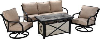 National Tree Company 4-Piece All Weather PE Wicker Fire Pit Set