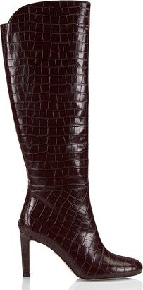 Shauna 2 90MM Crocodile-Embossed Leather Knee-High Boots