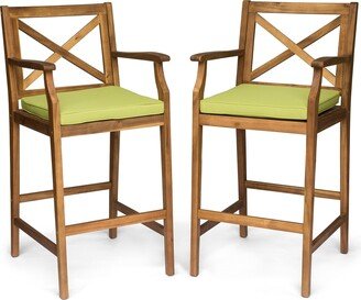 Perla Outdoor Acacia Wood Barstool