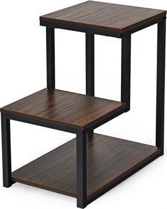 Tangkula 3-Tier End Table Side Table NightStand W/ Storage Shelf