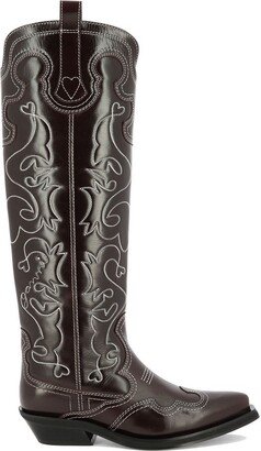 Embroidered Knee-Length Cowboy Boots