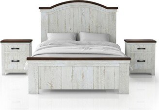 3pc Willow Rustic Bedroom Set with 2 Nightstands Distressed White/Walnut - HOMES: Inside + Out