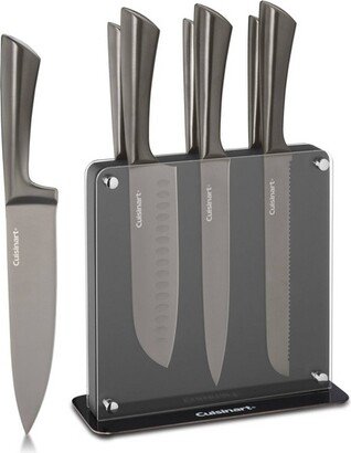 Classic 8pc Colored Stainless Steel Cutlery Set with Acrylic Block Black - C77-8PMOX