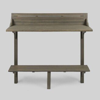 Rectangle Caribbean Acacia Wood Balcony Bar Table - Gray