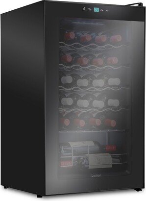24-Bottle Compressor Freestanding Wine Cooler Refrigerator - Black