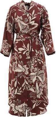 'S Max Mara Floral Printed Belted Midi Dress