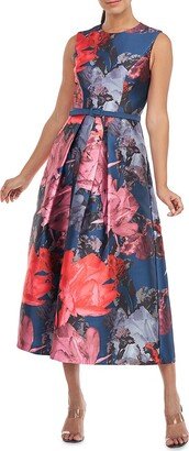 Karla Belted Floral Midi-Dress